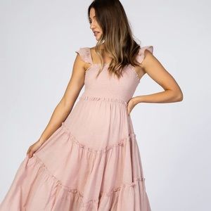 PINKBLUSH Light Pink Smocked Ruffle Accent Maternity Dress